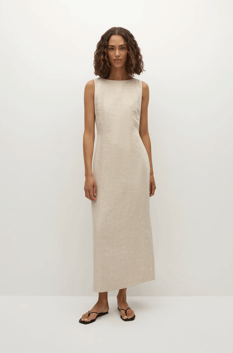 Taylor Midi Dress-Natural