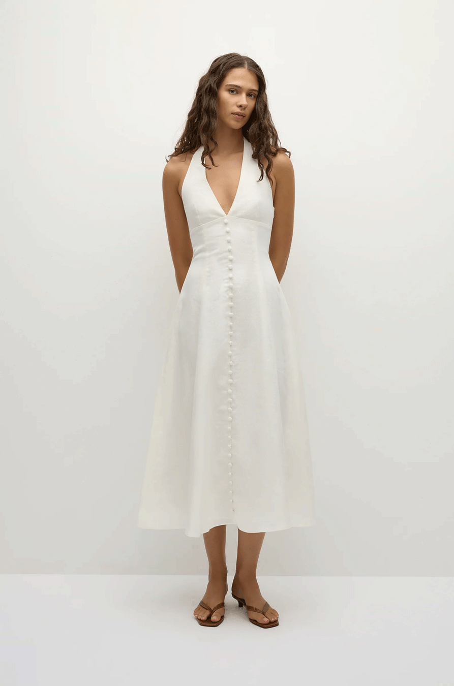 Maria Midi Dress - White 